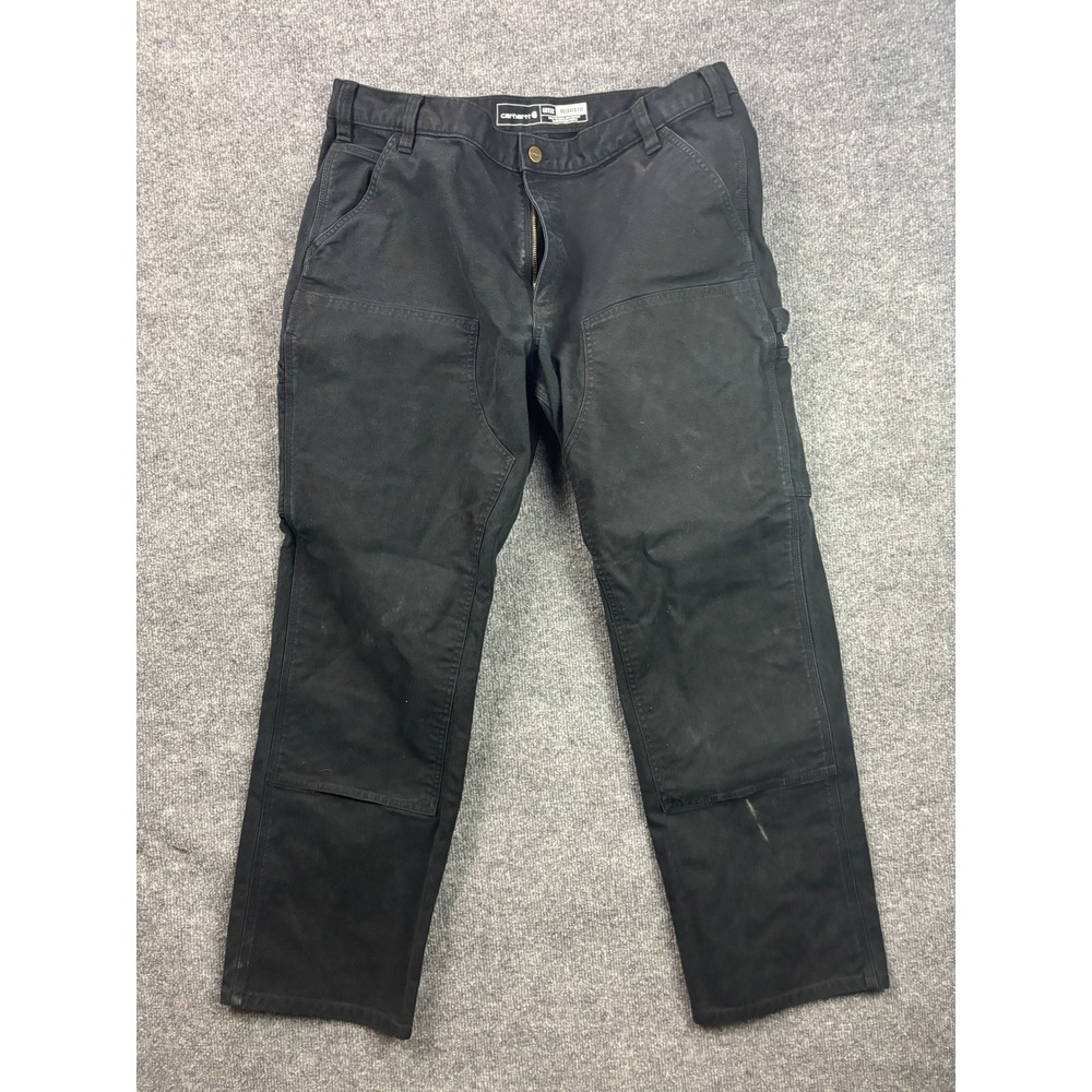 Carhartt Duck Double Front Utility Work Pants Mens 40x32 Black Rugged Flex BLK